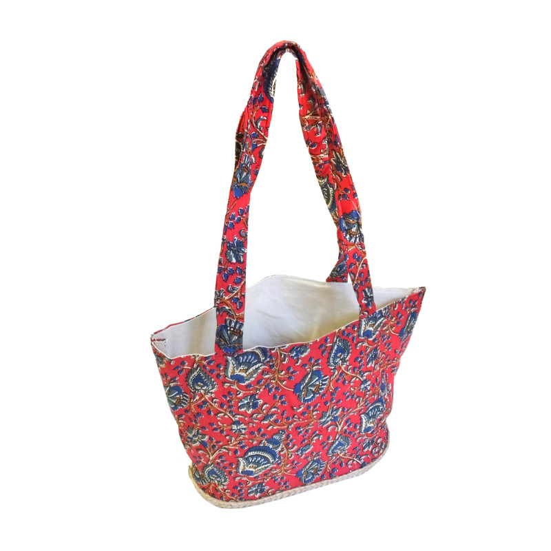 Bolso estampado yute rojo
