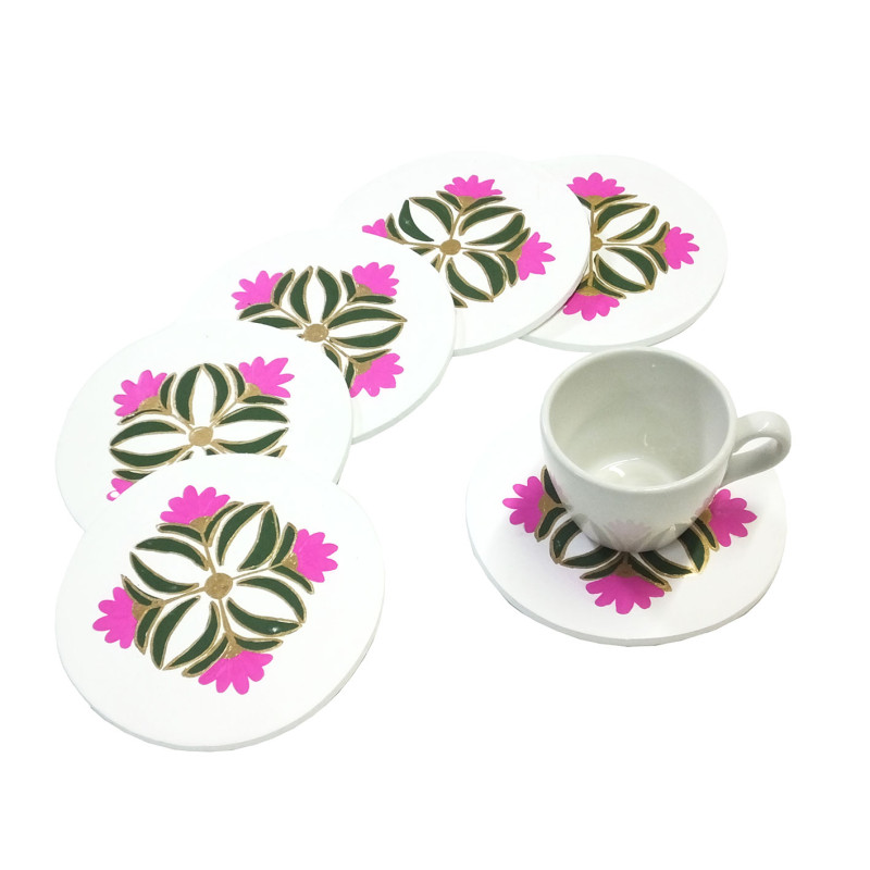 Set 6 Posavasos Fucsia