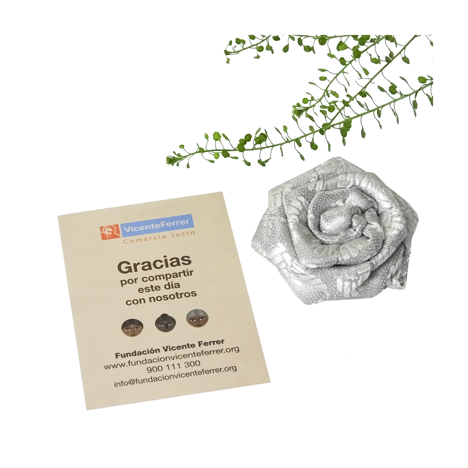 Broche rosas benares plata