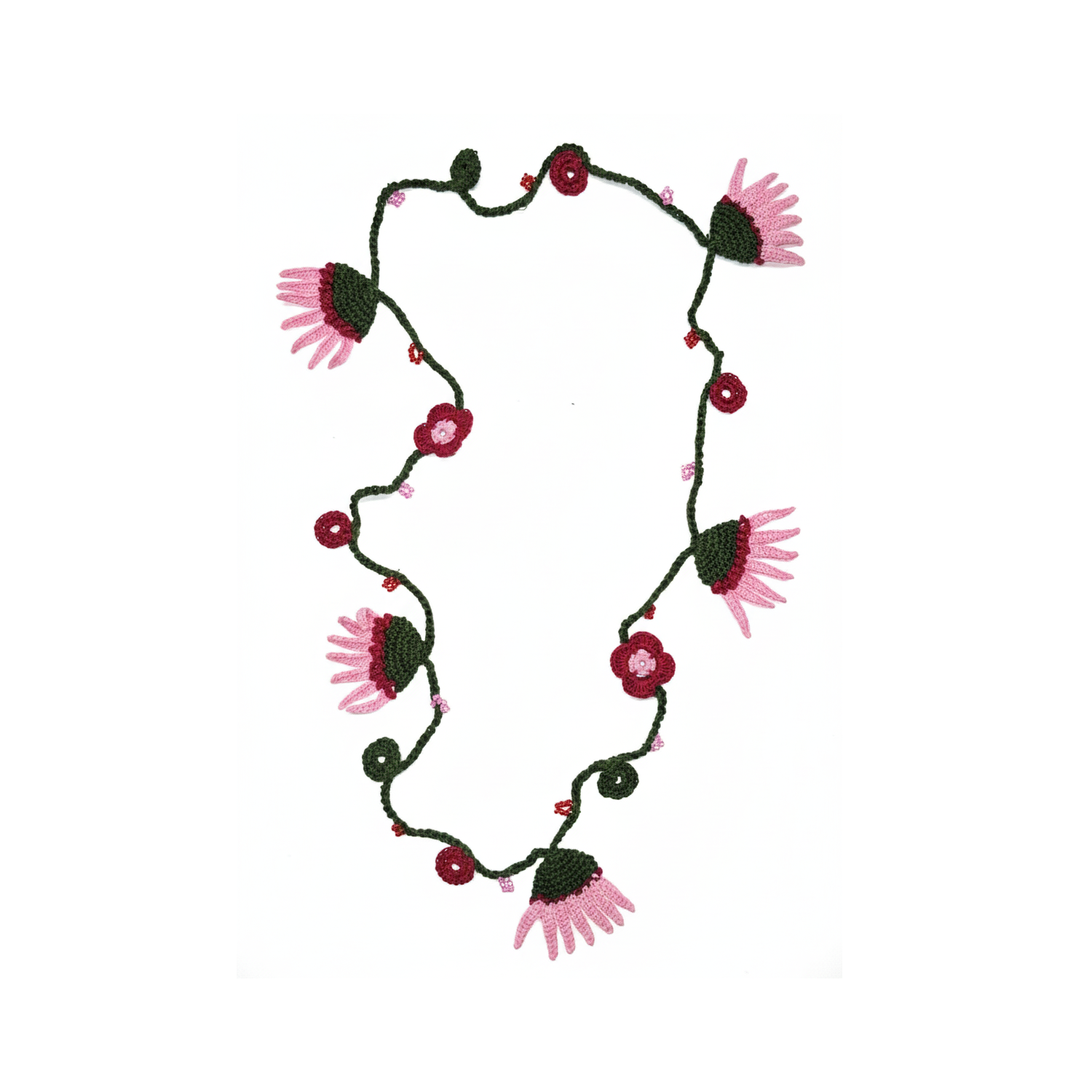 Collar crochet rosa