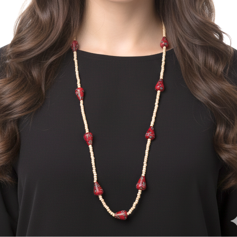 Collar abalorios madera