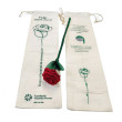 Bolsa de algodón reutilizable con cierre de cordón, ilustraciones de rosas verdes impresas y rosa artesanal