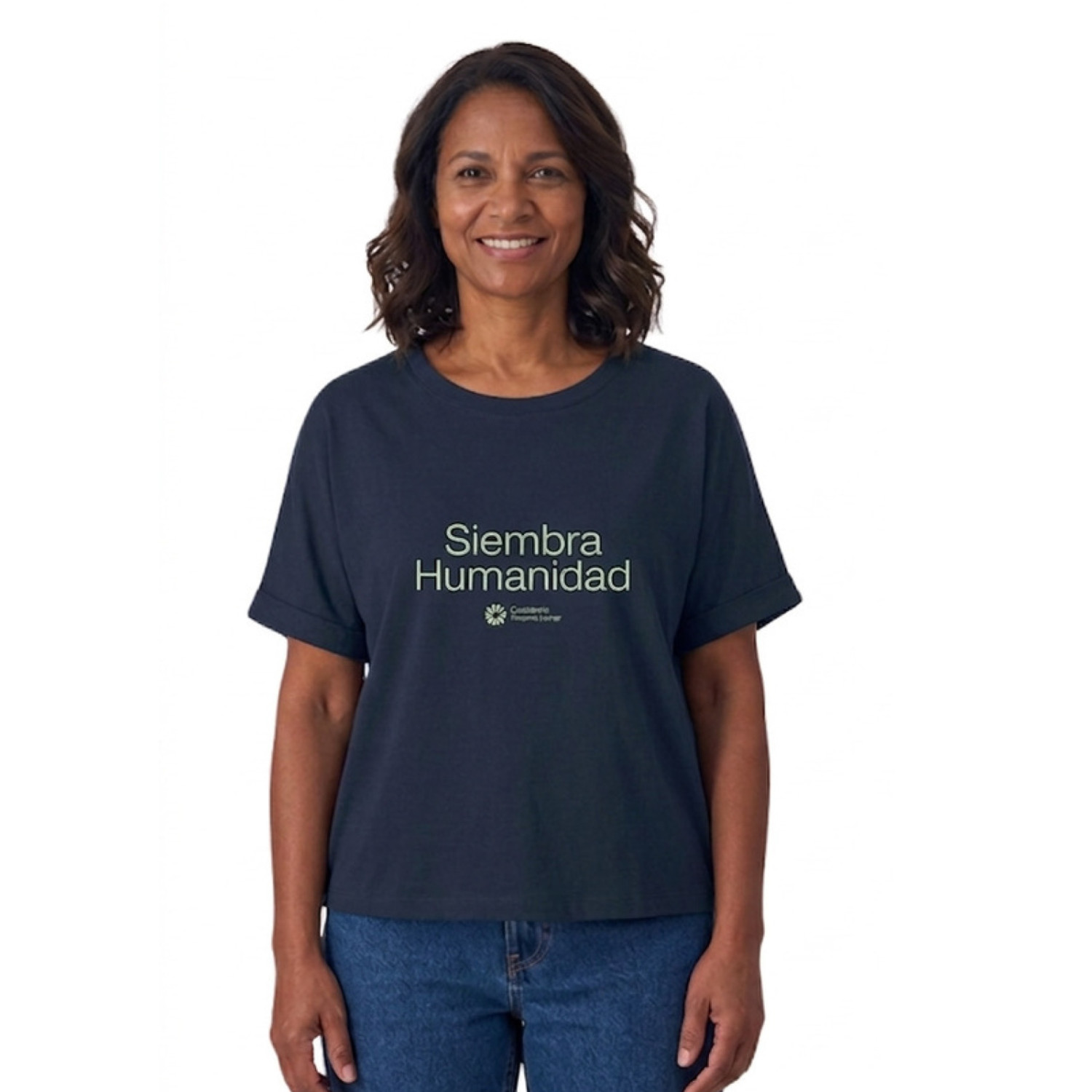 Camiseta mujer Siembra Humanidad azul oscuro